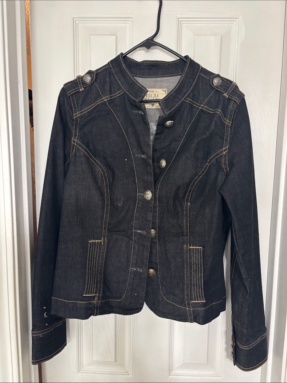 Old Navy Black Denim Military-Style Jacket